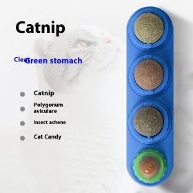 4 In 1 Rotating Catnip Silver Vine Ball Teeth Cleaning Acne Prevention Digestive Health Wall Stick On Toy Edible Safe Material (Option: blue Three in one box)