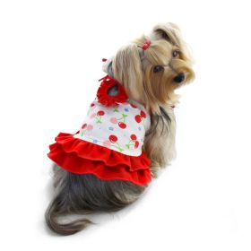 Soft Knit Cotton Cherries Dress w/Shoulder Ties (Color: L, size: )