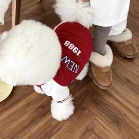 Simple Printed Autumn Pet Baseball Uniform (Option: Red-XS)