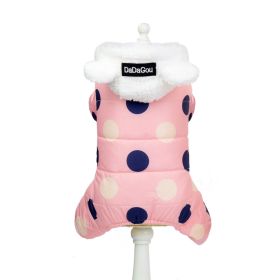 Warm big polka dot four-leg cotton coat (Option: Pink-M)
