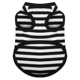 Summer Thin Cotton Striped Vest Dog Clothes (Option: Black And White Cotton Stripes-XS)