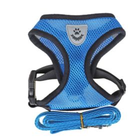 Fashionable High-end Multi-color Dog Harness (Option: Light blue-S)
