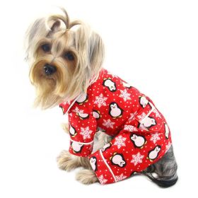 Penguins & Snowflake Flannel PJ with 2 Pockets (Red) (Color: XL, size: )