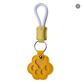 Pet Fur Memory Charm Leather Keychain Keepsake For Dog Cat Hair Paw-Shaped Design Memorial Sympathy Gift For Grieving Owners (Option: Yellow)