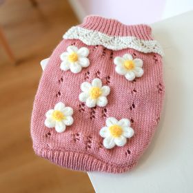 Pet Cats And Dogs Keep Warm And Comfortable Sweater (Option: Pink-Flowers-XS)