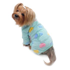 Ultra Plush Colorful Hearts Turtleneck Pajamas (Color: Blue, size: XS)