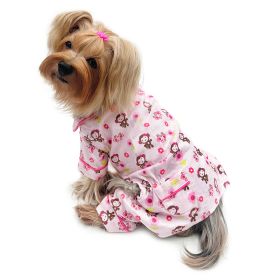 Girly Monkey Flannel Pajamas with 2 Pockets (Color: S, size: )