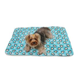 Penguins & Snowflakes Flannel/Ultra Plush Blanket (Color: Turquoise)