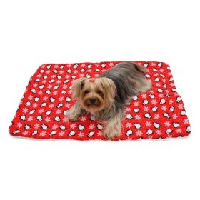 Penguins & Snowflakes Flannel/Ultra Plush Blanket (Color: Red)