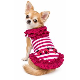 Knit Cotton Ladybug Kisses Ruffle Dress (Color: XS, size: )