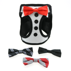 American River Ultra Choke Free Dog Harness Tuxedo (Color: Tuxedo with 4 Interchangeable Bows, size: XX-Small)