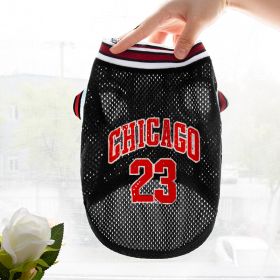 Pet Clothes Basketball Vest Large Mesh Summer Dog Clothes (Option: Basketball Wear No 23 Black-XS)
