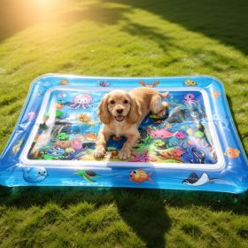 Cat Water Mat Interactive Sensory Play Mat With Floating Fish Toys LED Color Changing Light Thickened PVC For Indoor Cats Kittens Pet Enrichment (Option: Blue)