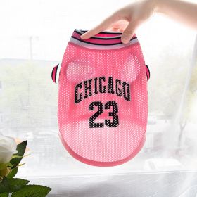 Pet Clothes Basketball Vest Large Mesh Summer Dog Clothes (Option: Basketball Wear No 23 Pink-S)