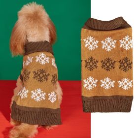 Snowflake Brown Gray Autumn And Winter New Dog Christmas Sweater (Option: Dark Brown-XS)