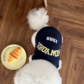 Simple Printed Autumn Pet Baseball Uniform (Option: Dark Blue-S)