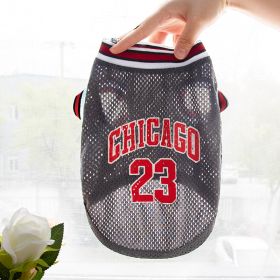 Pet Clothes Basketball Vest Large Mesh Summer Dog Clothes (Option: Basketball Wear No 23 Gray-5XL)