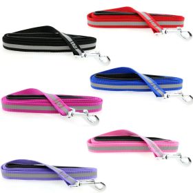 Reflective Nylon Leash with Soft Grip Handle (Color: Raspberry Pink, size: 3/4 in. Wide x 5 ft. Long)